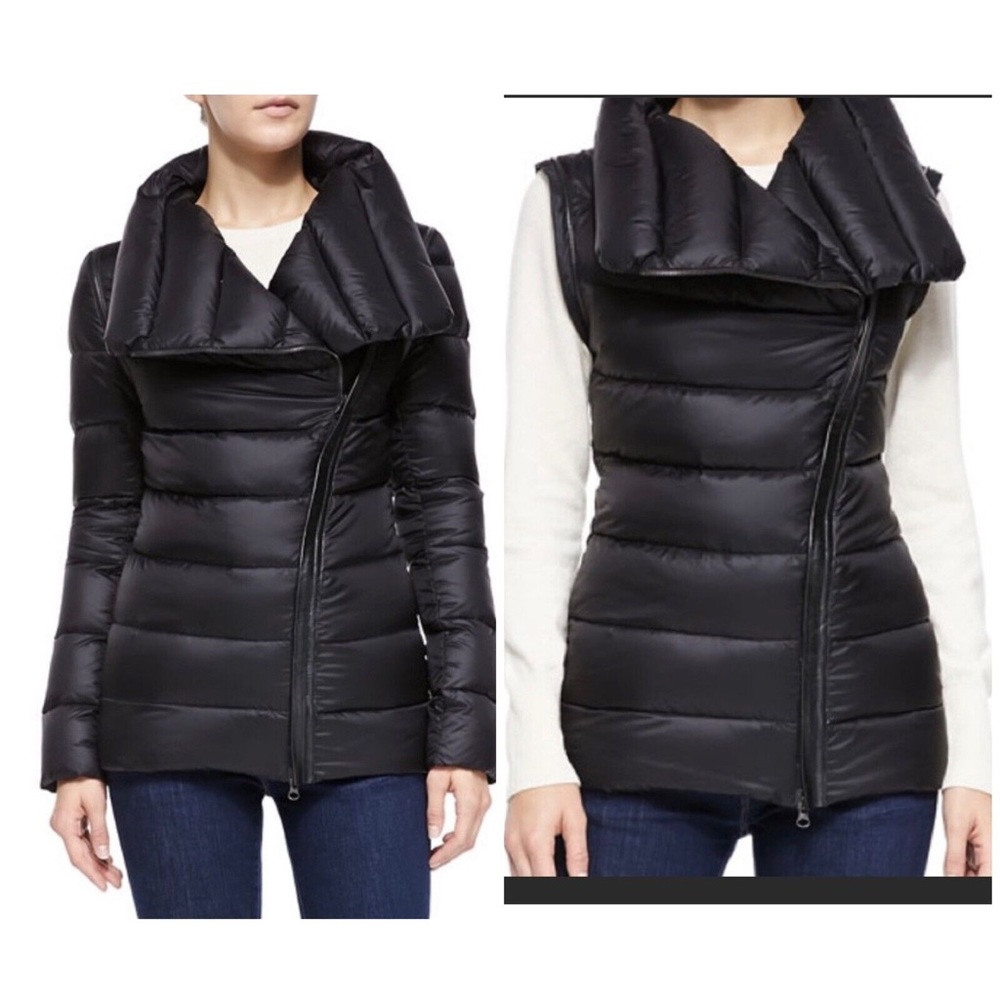 Like New Mackage Qeren Ink Blue Convertible Quilted Down Jacket Women’s Size XS